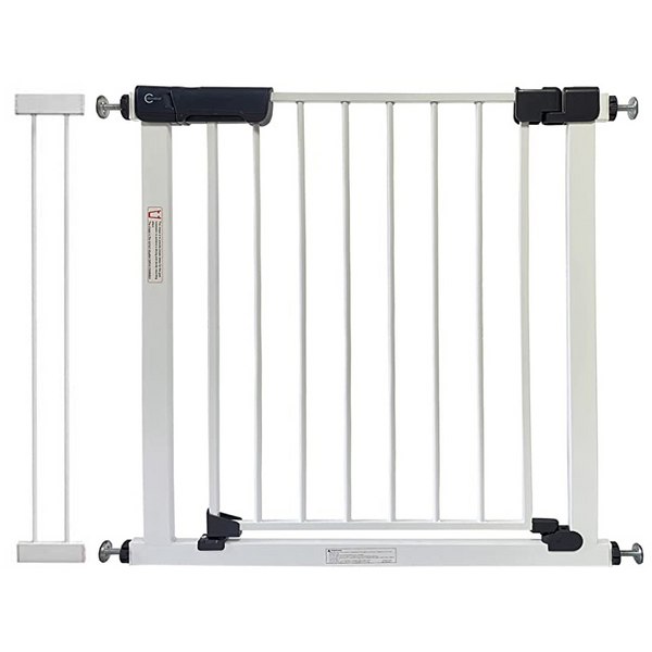 Callowesse Kuvasz Child & Pet Pressure Fit Safety Gate | 90-97cm x H76cm Bundle including 14cm Extension | Suitable for Doors and Stairs | White