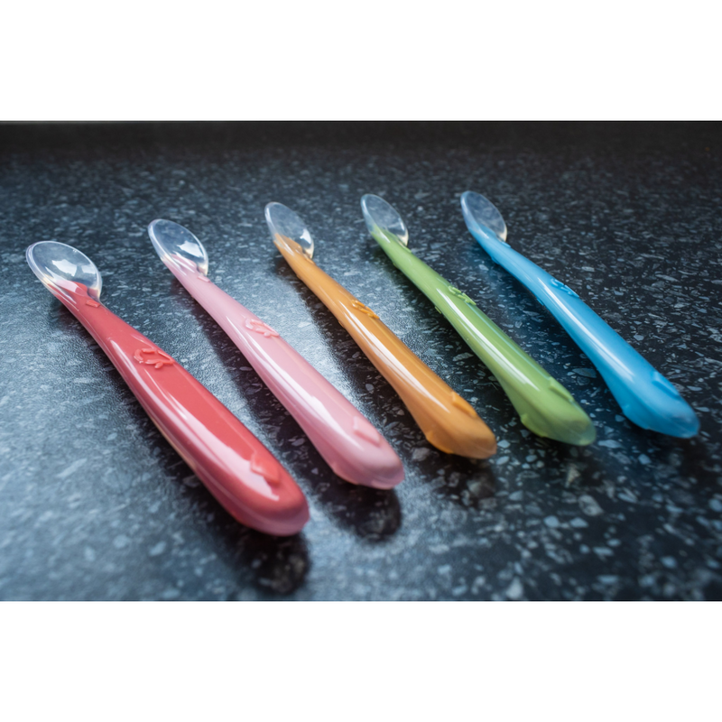 Callowesse Silicone Spoons 5 Pack - Blue, Green, Orange, Pink & Red
