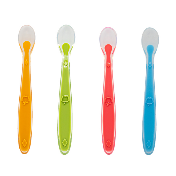Callowesse Silicone Spoons 4 Pack - Blue, Green, Orange &amp; Red