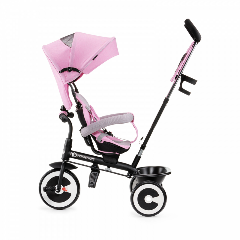 Kinderkraft Ashton Tricycle- Pink-Back Facing Side View