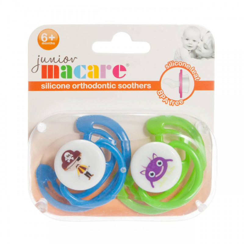 Junior Macare Silicone Orthodontic Soothers - 6m+ - Twin Pack