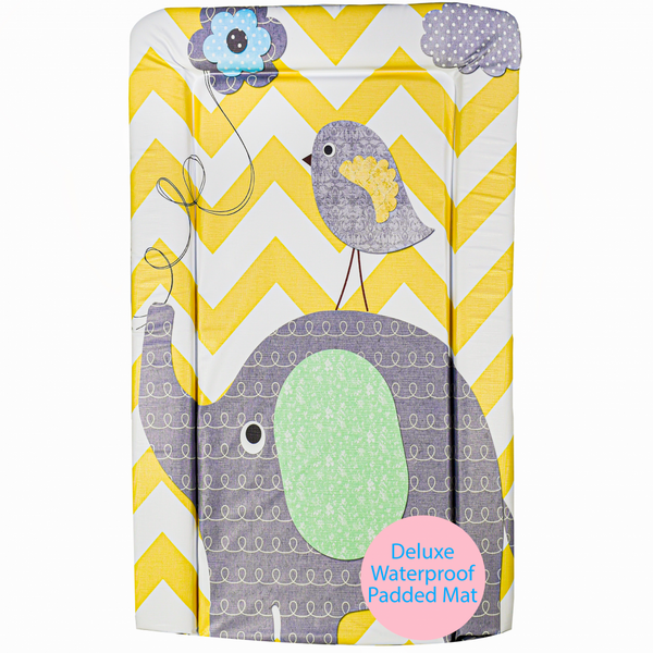 Callowesse Changing Mat Deluxe Waterproof with Raised Edges – Elephant Chevron