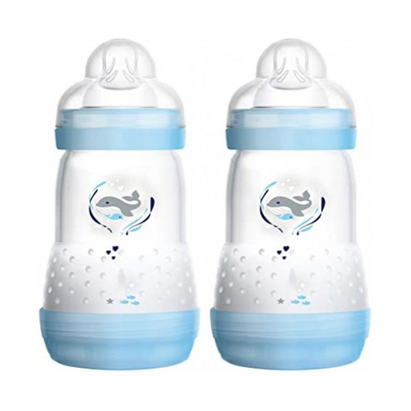 MAM Easy Start Anti-Colic Bottle – 260ml – Twin Pack – Blue – Design May Vary