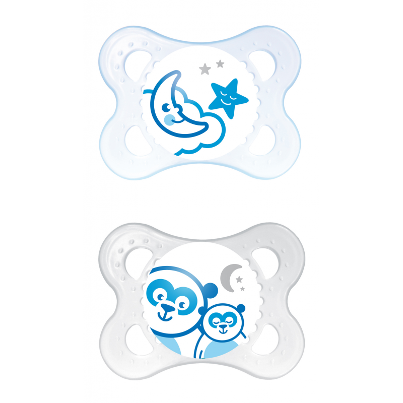 MAM Night Soother – 0m+ – Blue – Twin Pack