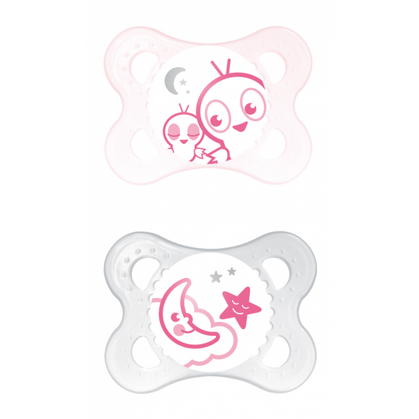 MAM Night Soother – 0m+ – Pink – Twin Pack