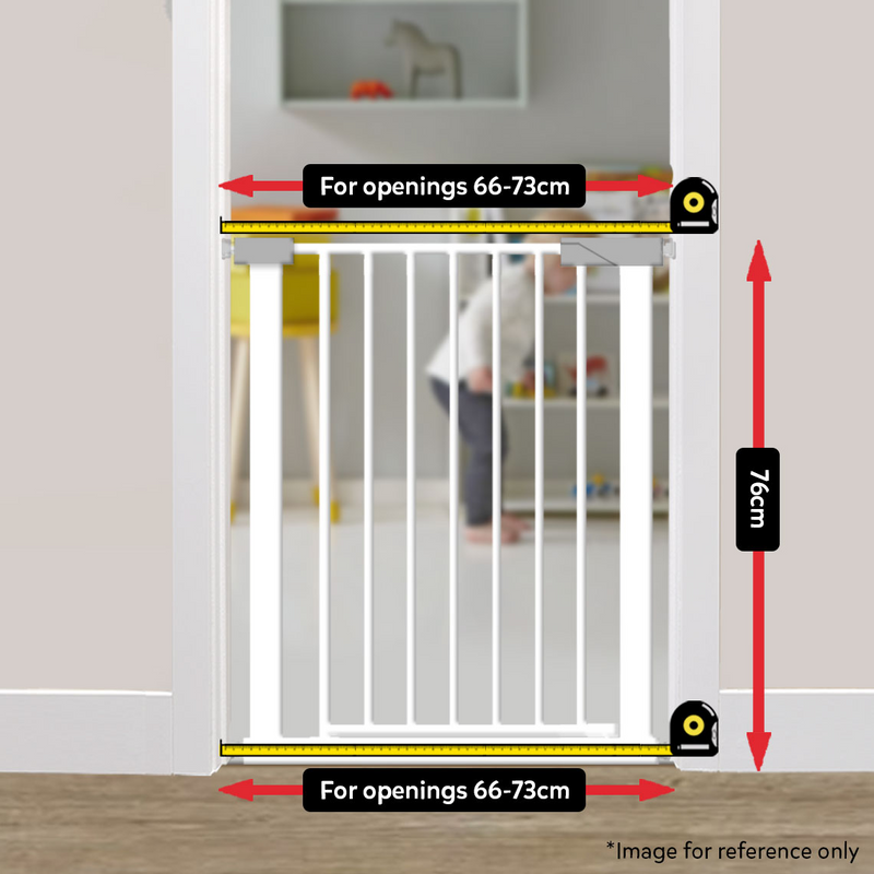 Callowesse Kuvasz Narrow Child & Pet Pressure Fit Safety Gate | 66-73cm x H76cm | Suitable for Doors and Stairs | White