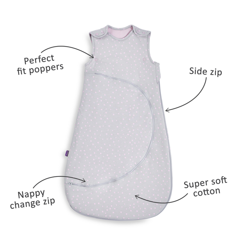 SnuzPouch Sleeping Bag, 1.0 Tog – Rose Spot, 0-6M