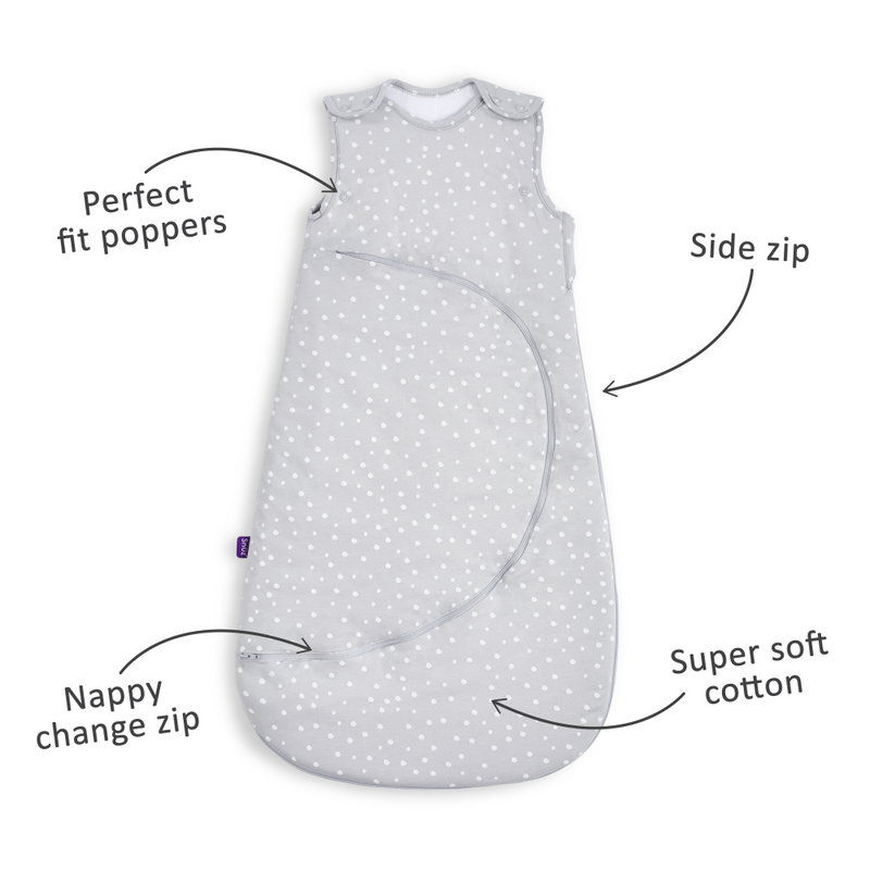 SnuzPouch Sleeping Bag, 1.0 Tog – White Spot, 0-6M