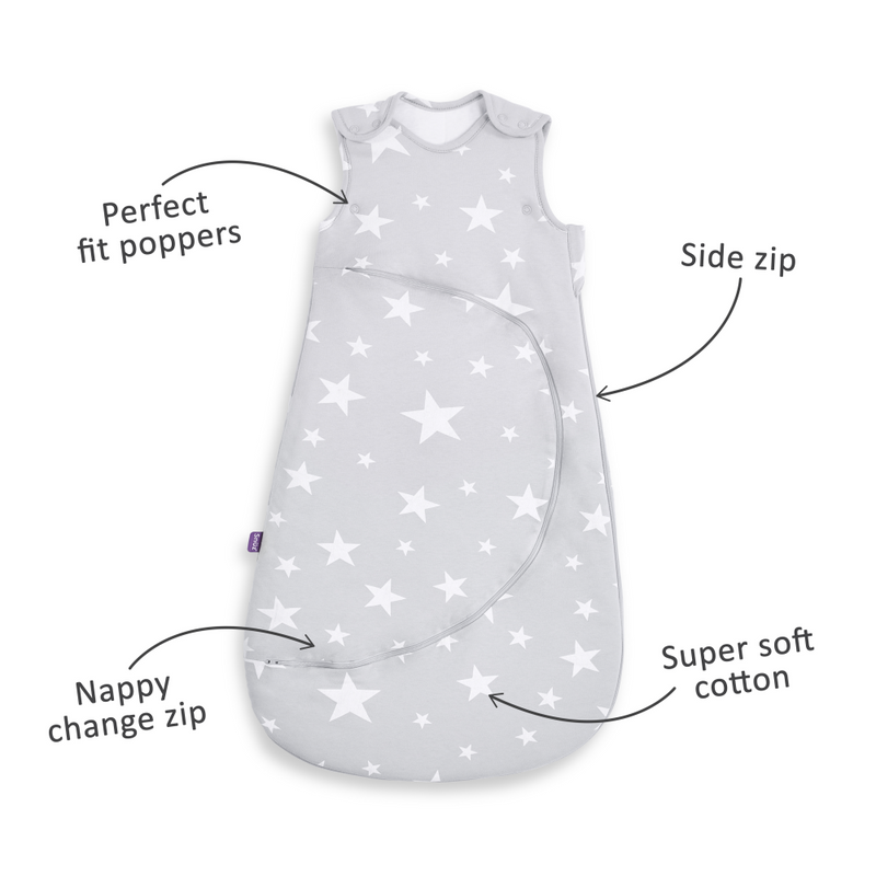 SnuzPouch Sleeping Bag, 2.5 Tog – White Star, 0-6M