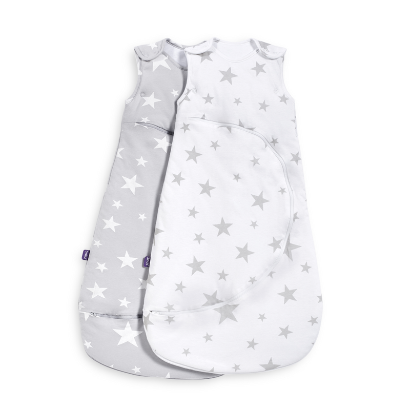 SnuzPouch Sleeping Bag, 1.0 Tog – Grey Star, 0-6M