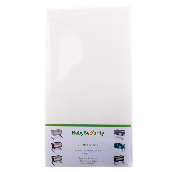 Baby Security Organic – Next2Me Fitted Mattress Sheet – White – Pack of Two