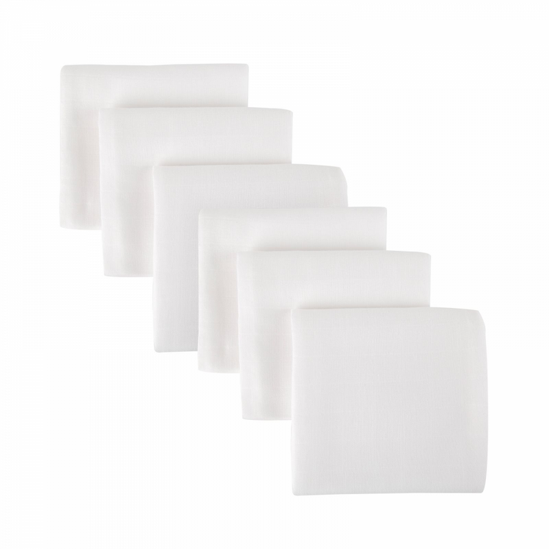 Mother & Baby 6 Pack Cotton Muslins - White._