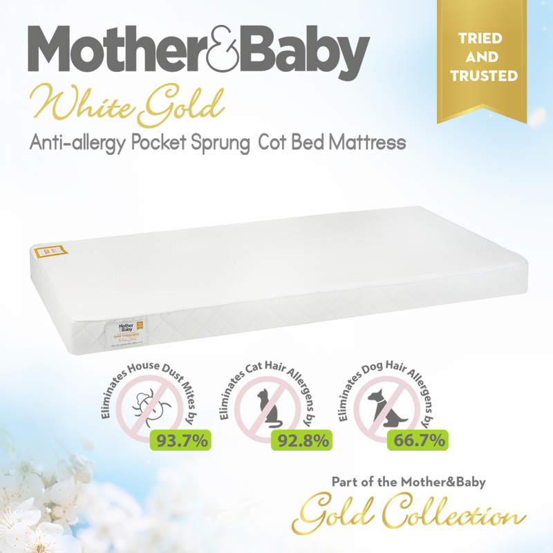 1 mother and baby white gold cot bed mattress
