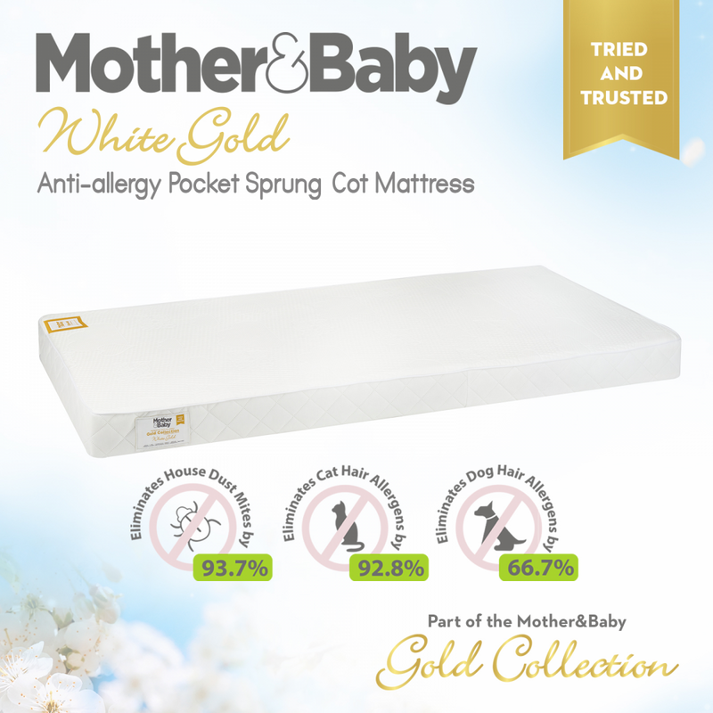 1 mother and baby white gold cot mattress