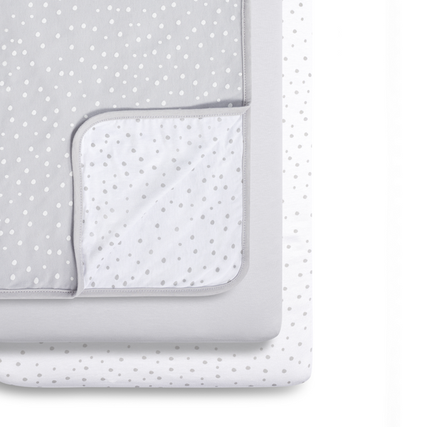 Snuz 3 Piece Crib Bedding Set – Grey Spot
