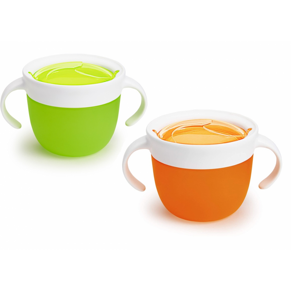 Munchkin Click and Lock Deluxe Snack Catcher – 2 Pack – Orange and Green