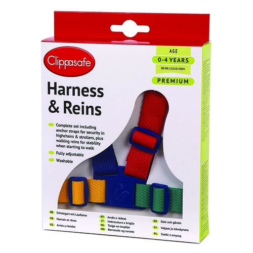 Clippasafe Premium Harness and Reins – Multicoloured
