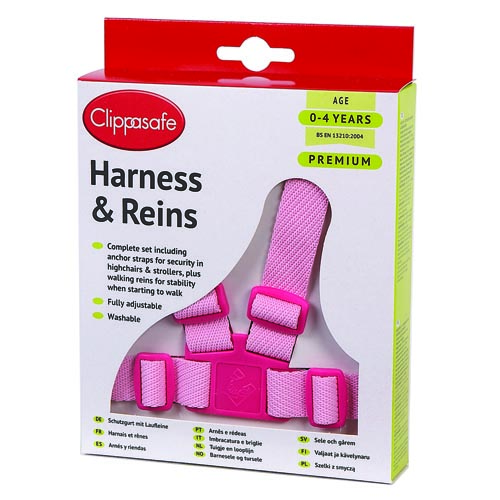 Clippasafe Premium Harness and Reins – Pink