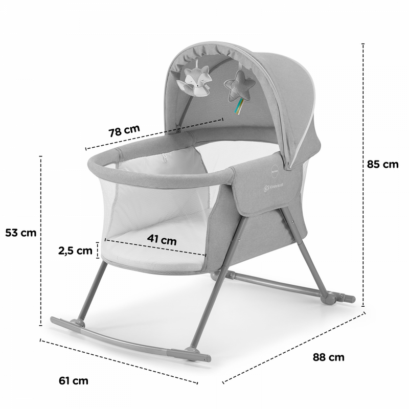 Kinderkraft Lovi Baby Crib- Beige- Dimensions