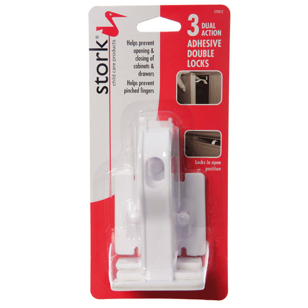 Stork Adhesive Cabinet Locks - Pack of 3