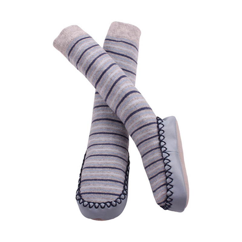 Minene Blue and Grey Sock Slippers - 12-18 Months