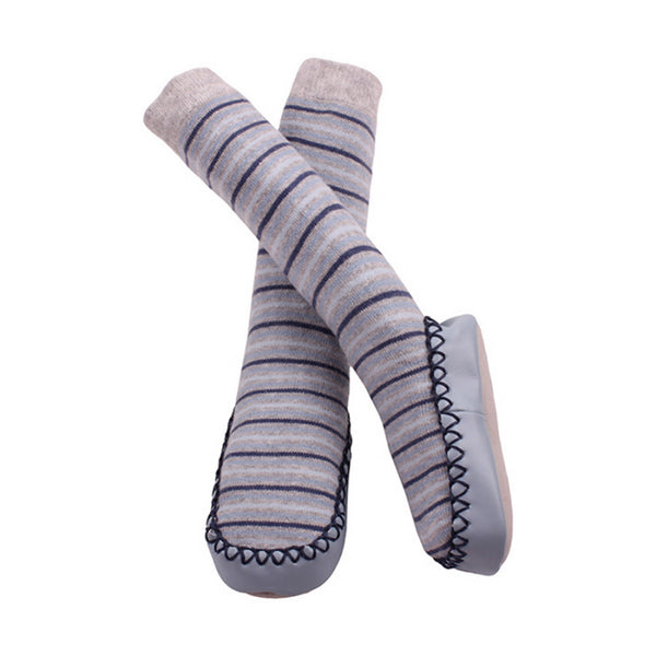 Minene Blue and Grey Sock Slippers - 6-12 Months
