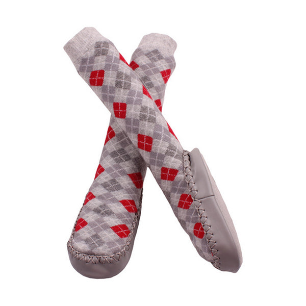 Minene Grey and Red Sock Slippers - 6-12 Months
