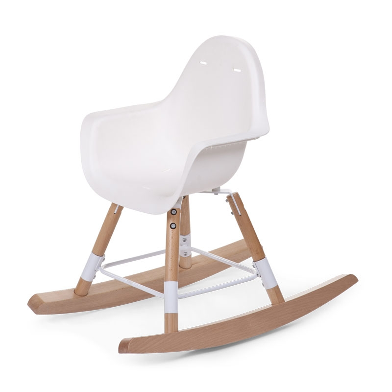 Childhome Evolu 2 Highchair with Newborn Seat, Cushion, Rocking Bars and Tray – White