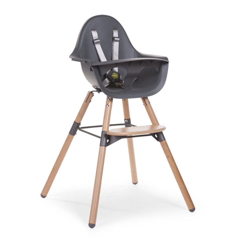 Childhome Evolu 2 Highchair with Newborn Seat, Cushion, Rocking Bars and Tray - Anthracite