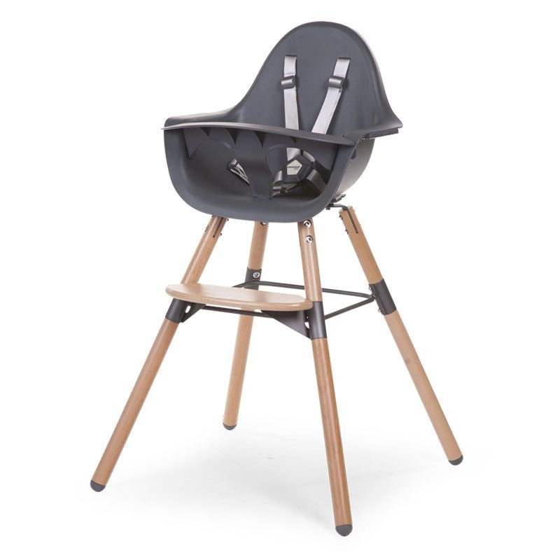 Childhome Evolu 2 Highchair with Newborn Seat, Cushion, Rocking Bars and Tray - Anthracite
