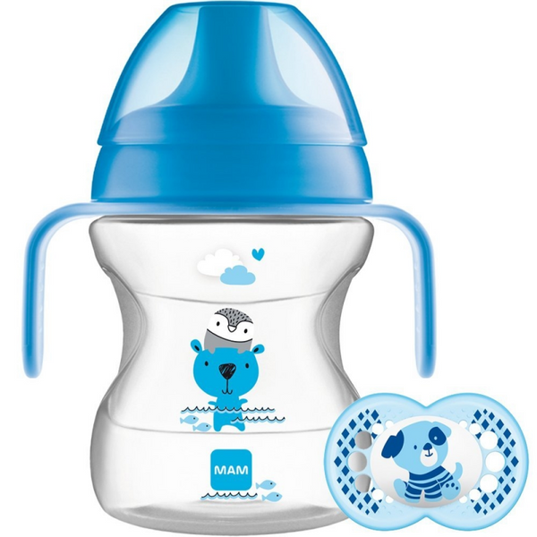 MAM Drinking Cup – Learn To Drink Cup – Blue with Soother