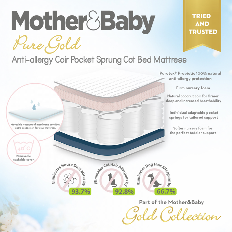 2 mother and baby pure gold cot bed mattress