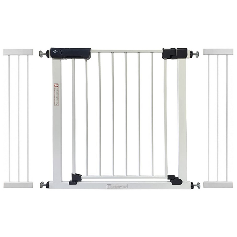 Callowesse Kuvasz Child & Pet Pressure Fit Safety Gate | 118-125cm x H76cm Bundle including 2x 21cm Extension | Suitable for Doors and Stairs | White