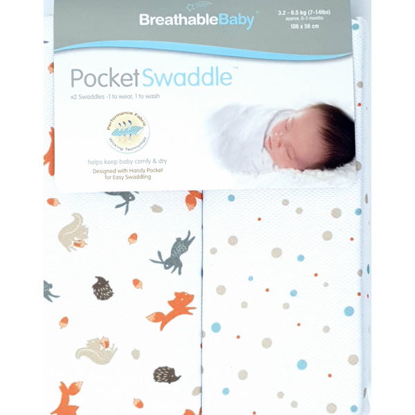 BreathableBaby Pocket Swaddle – Enchanted Forest – Twin Pack