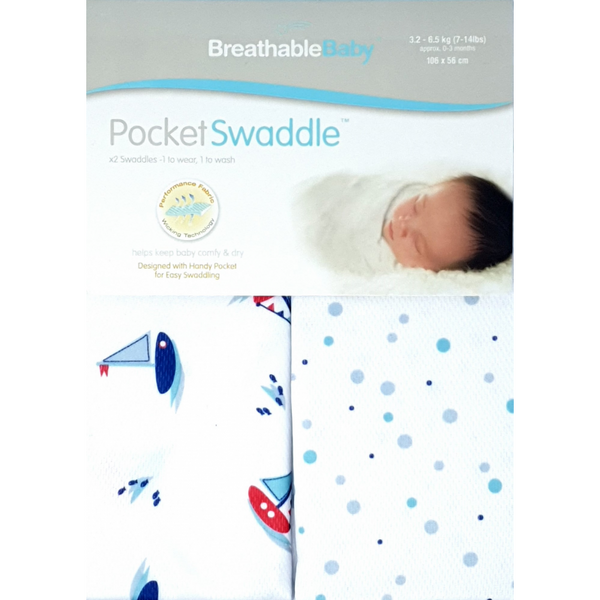 BreathableBaby Pocket Swaddle – Seaside – Twin Pack