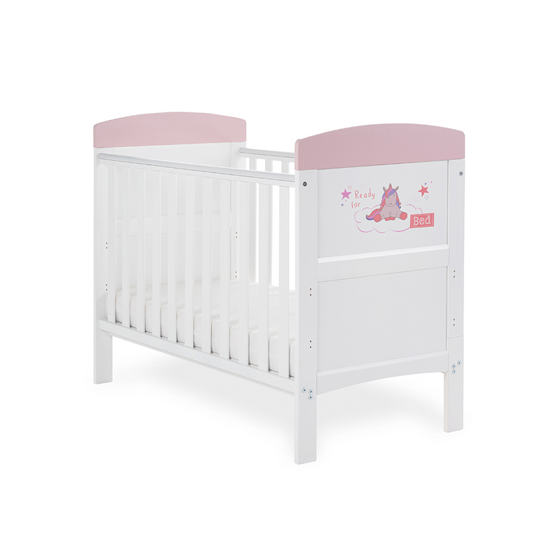 Obaby Grace Inspire Mini Cot Bed – Ready for Bed – Unicorn