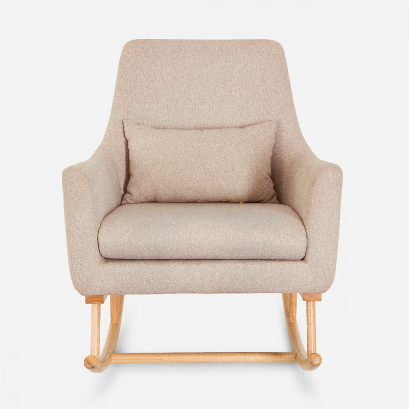 Oscar Rocking Chair & Pouffe Set – Stone Chair Front