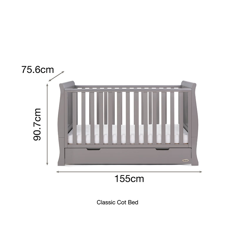 Obaby Stamford Classic Sleigh Cot Bed – Taupe Grey