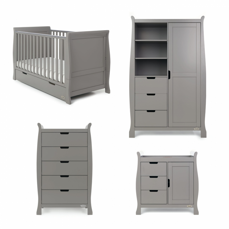 Obaby Stamford Classic Sleigh 4 Piece Room Set – Taupe Grey