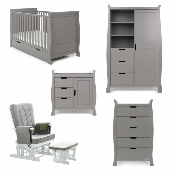 Obaby Stamford Classic Sleigh 5 Piece Room Set – Taupe Grey