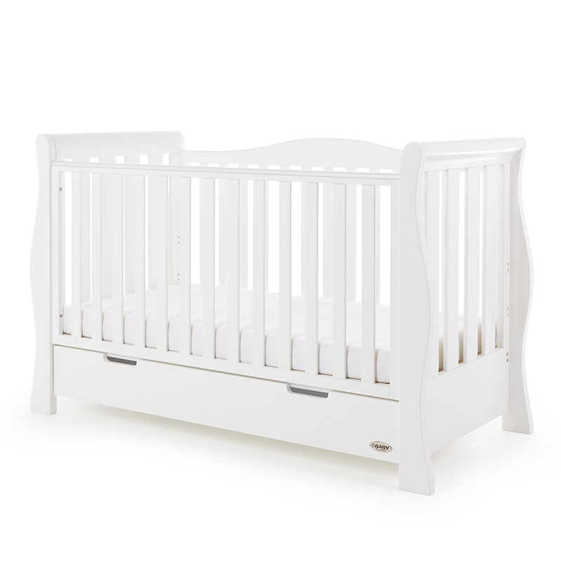 Obaby Stamford Luxe Sleigh Cot Bed – White