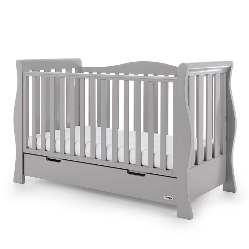 Obaby Stamford Luxe Sleigh Cot Bed – Warm Grey