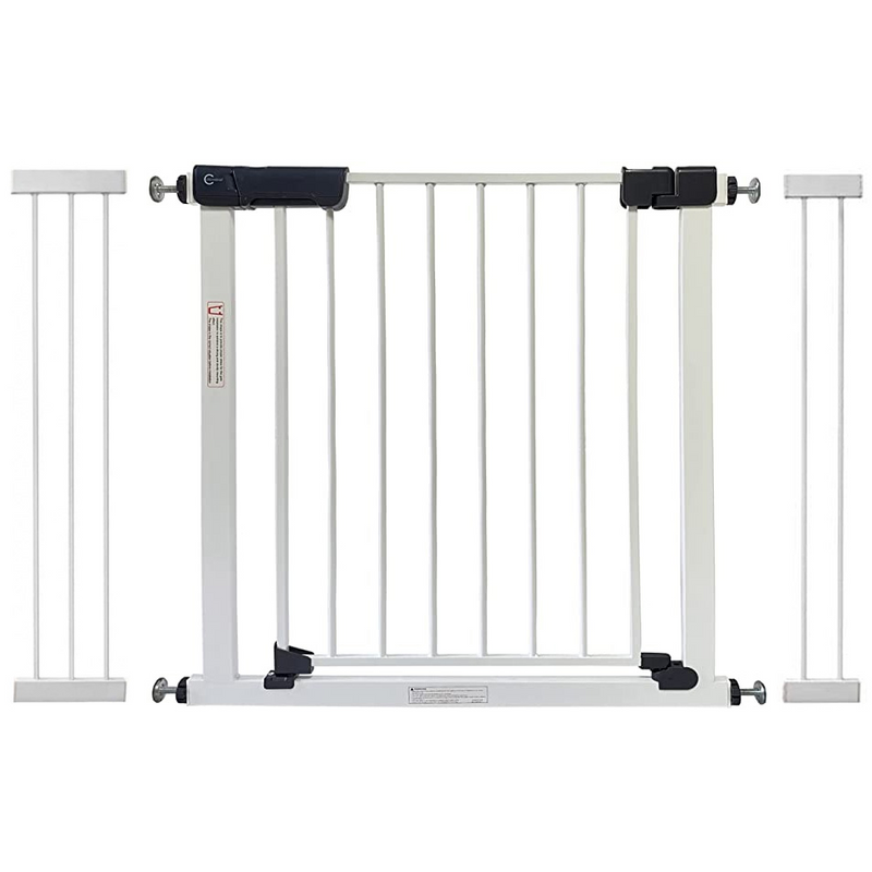 Callowesse Kuvasz Child & Pet Pressure Fit Safety Gate | 111-118cm x H76cm Bundle including 14cm & 21cm Extension | Suitable for Doors and Stairs | White