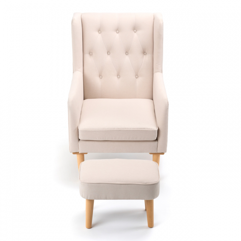 Babymore Lux Nursing Rocking and Arm Chair with Stool – Cream