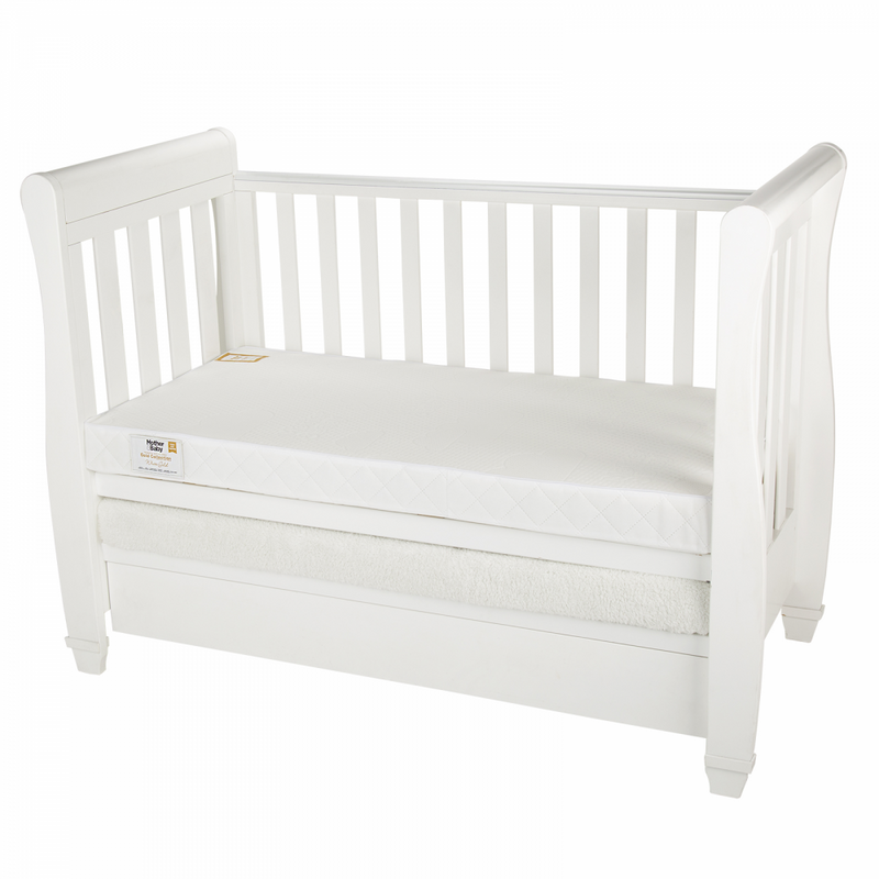 3 mother and baby white gold cot bed mattress