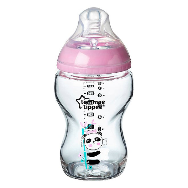 Tommee Tippee Closer to Nature Glass Decorated Bottle Pink 250ml