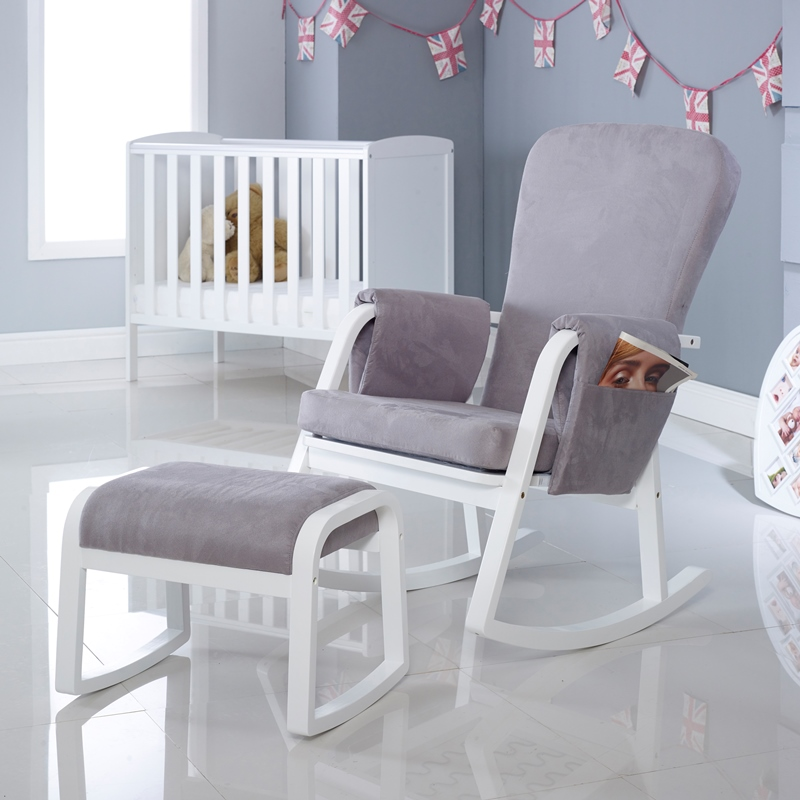 Ickle Bubba Dursley Rocking Chair and Stool – Pearl Grey