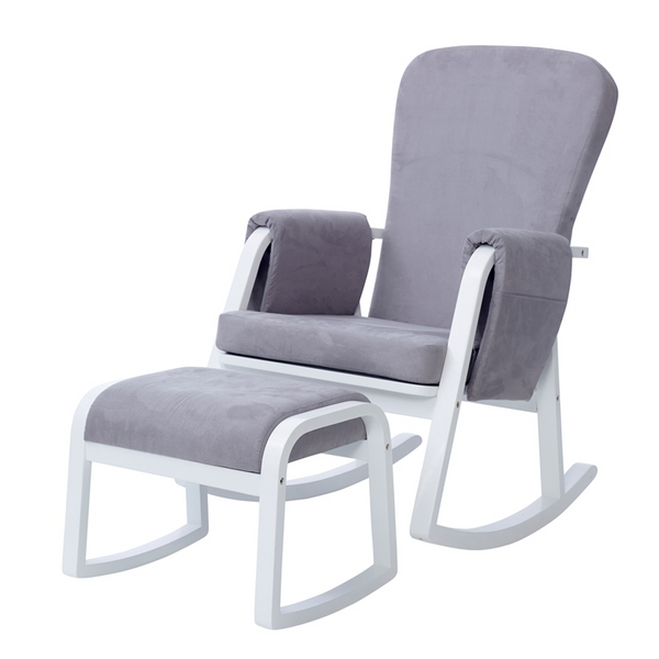 Ickle Bubba Dursley Rocking Chair and Stool – Pearl Grey