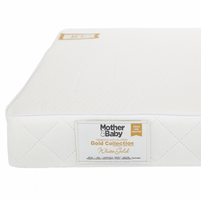 6 mother and baby white gold cot mattress