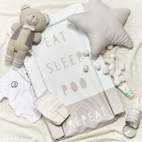 Obaby Changing Mat - Eat, Sleep, Repeat - Grey